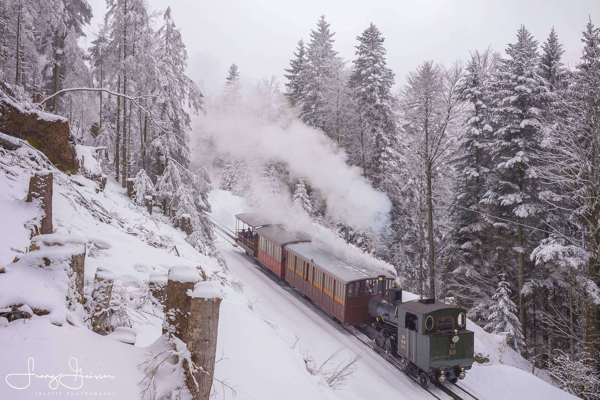 Talfahrt des Dampfzuges nach Goldau am 24. Februar 2018